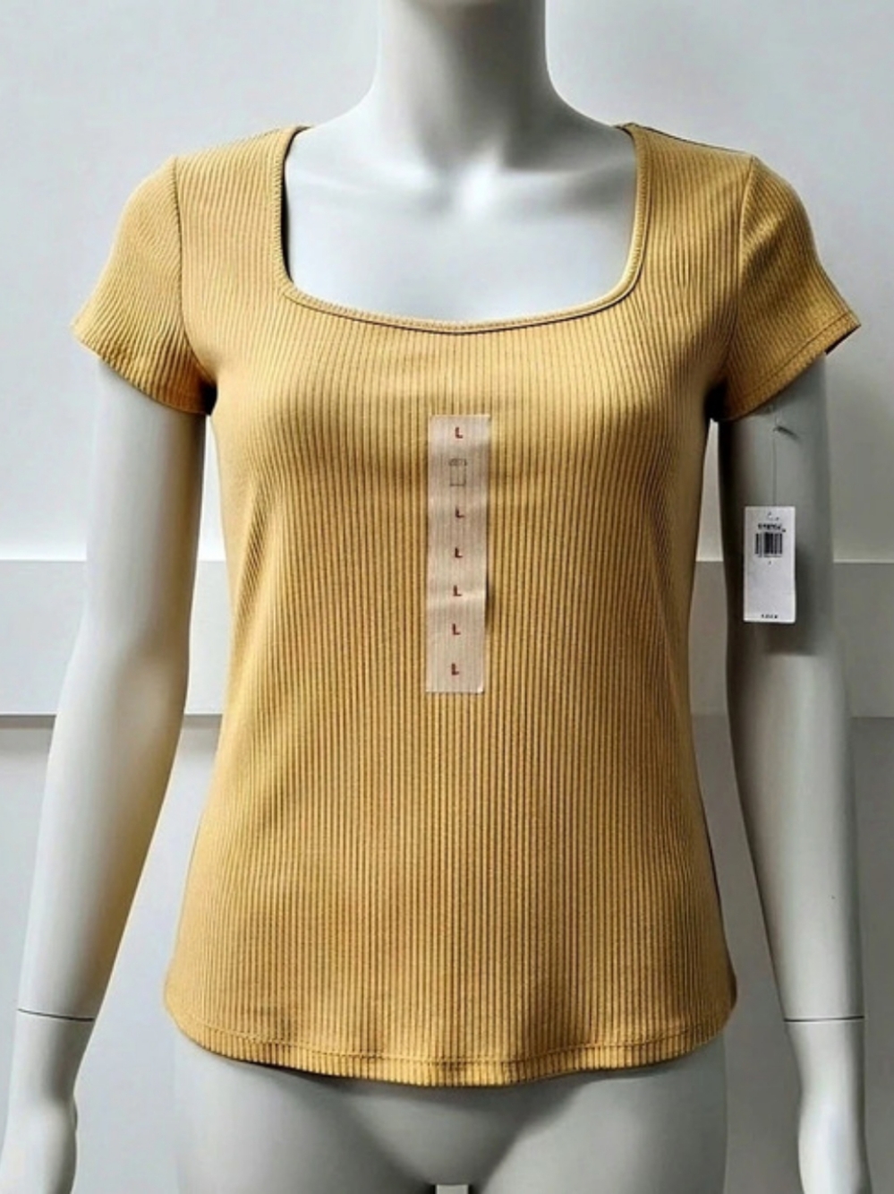 Old Navy Ribbed Short Sleeve Top in Yellow Large NWT